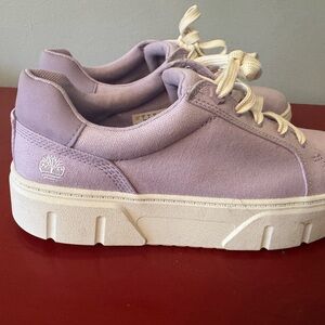 TIMBERLAND LAUREL COURT PLATFORM SNEAKER, PURPLE CANVAS LACE UP, SZ 7, LN!